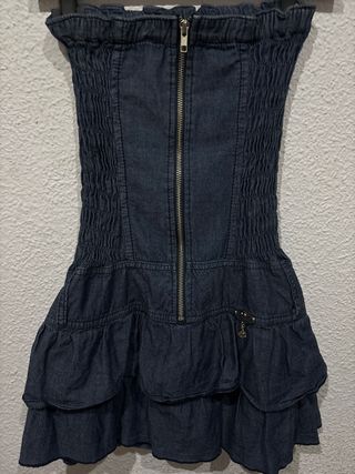 Vestido Colombiano Azul Volantes Corto