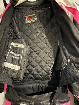 Mono de moto mujer rosa y blanco