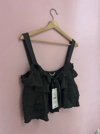 top Zara tieantws volantes verde