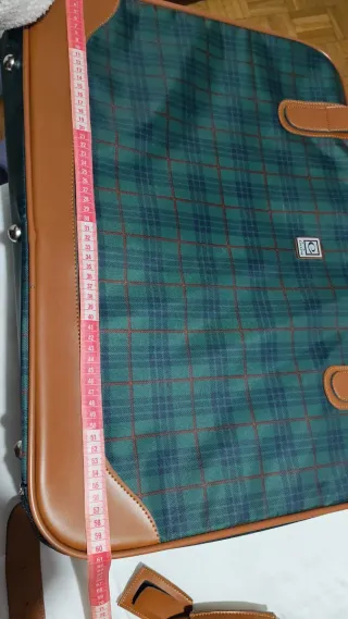 Maleta Vintage Cuadros Marrón y Verde