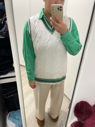 Camisa verde Zara mujer