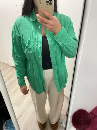 Camisa verde Zara mujer