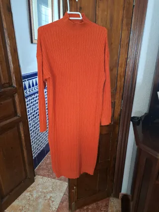 Vestido punto naranja ochos talla única