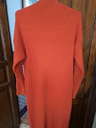 Vestido punto naranja ochos talla única