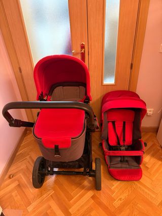 Carrito Muum Jane + Capazo Soft Rojo