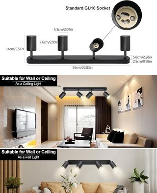 Foco Techo 4 LED GU10 Negro