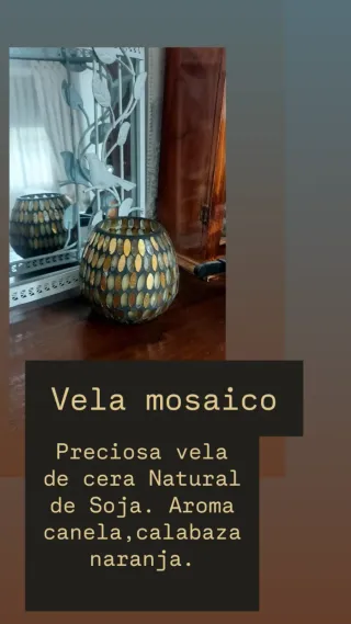 Vela Mosaico Cera Soja Aroma Canela Calabaza