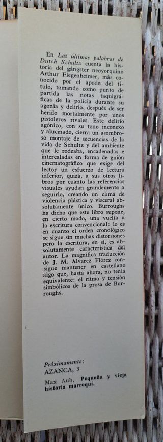 "Las últimas palabras de Dutch Schultz" Burroughs