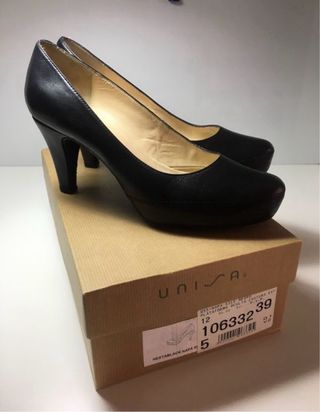Salones Unisa Negro Tacón Plataforma Talla 39