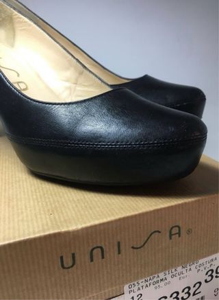 Salones Unisa Negro Tacón Plataforma Talla 39
