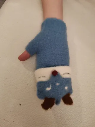 Manoplas lana zorro azul y marrón