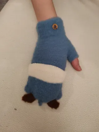 Manoplas lana zorro azul y marrón