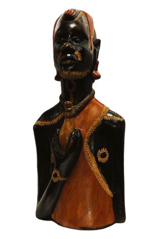 Busto uomo masai in legno a mano - Africa Kenya