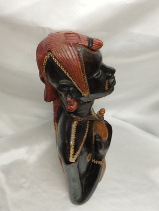 Busto uomo masai in legno a mano - Africa Kenya