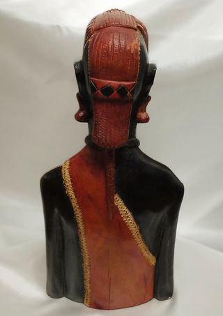 Busto uomo masai in legno a mano - Africa Kenya