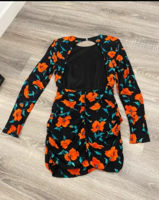 Vestido Zara estampado amapolas manga larga