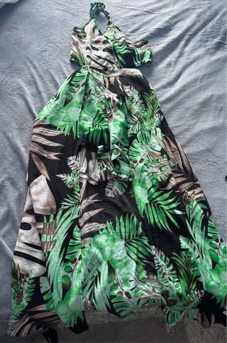 Vestido largo estampado tropical