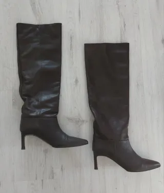 Botas piel marrón chocolate Massimo Dutti Talla 40