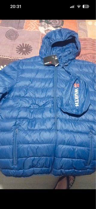 Abrigo azul acolchado con capucha Würth