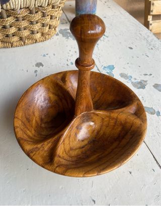 Antipastiera in legno vintage a 3 scomparti