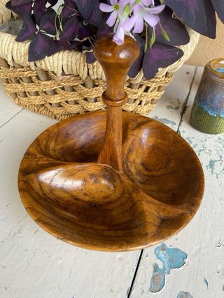 Antipastiera in legno vintage a 3 scomparti