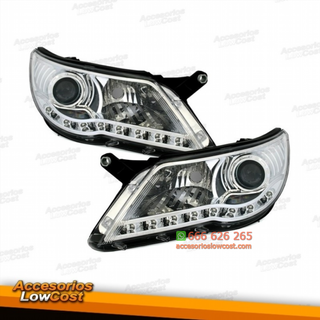 FAROS LUZ DIURNA LED TIGUAN 07-11 CRISTAL CLARO-C