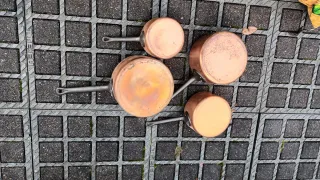 Set de 4 cacerolas de cobre antiguas