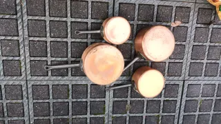 Set de 4 cacerolas de cobre antiguas