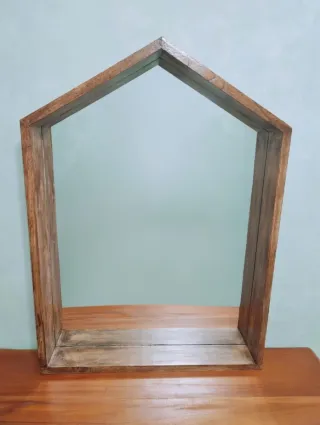 Espejo madera tejado con estantería
