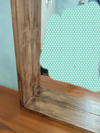 Espejo madera tejado con estantería