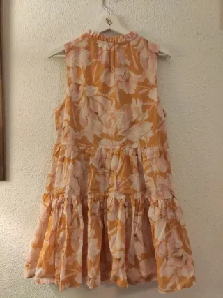 Vestido Verano Flores Naranja/Rosa Talla M