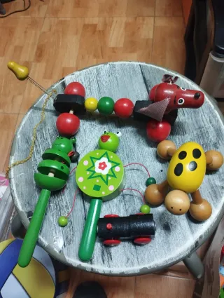 Lote muñecos madera antiguos