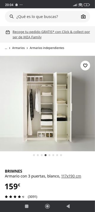 Armario BRIMNES 3 puertas blanco