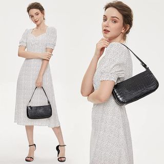 Bolso Hombro Efecto Coco Negro Retro