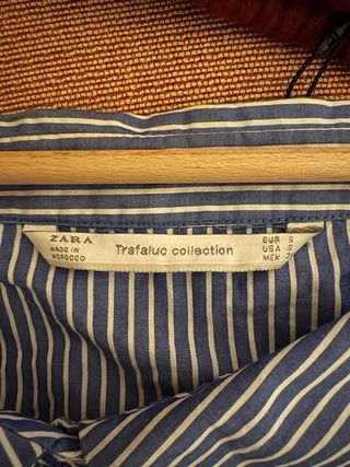 Camisa zara talle s rallada azul y blanco