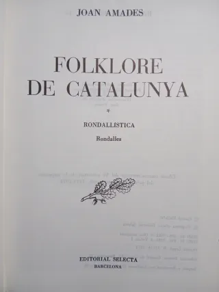 FOLKLORE DE CATALUNYA, RONDALLISTICA, AMADES
