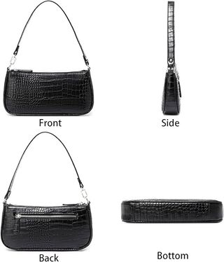 Bolso pequeño mujer negro retro cocodrilo