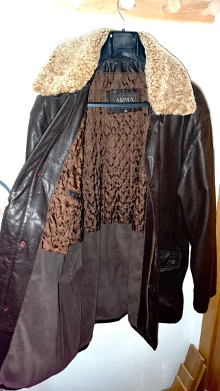 Chaquetón XXL cuero auténtico y piel de oveja