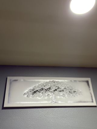 Cuadro moderno árbol plata y blanco