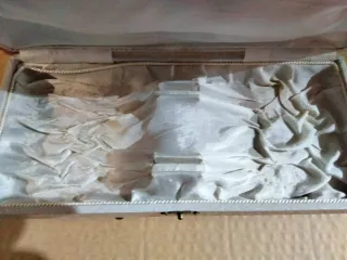 Estuches de cubiertos tela gris y blanco