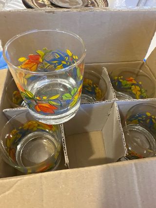 Set 6 Bicchieri Vetro Fantasia Floreale