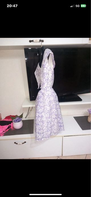 Vestito organza bianco e lilla