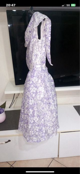 Vestito organza bianco e lilla