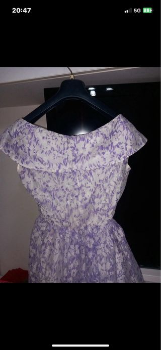 Vestito organza bianco e lilla