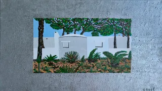 Lienzo titulado Medalla  plata arquitectura Ibiza