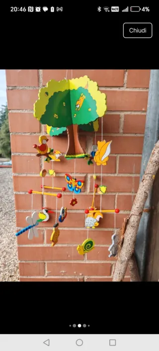 Giostrina culla legno bosco animali