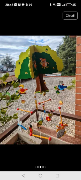 Giostrina culla legno bosco animali