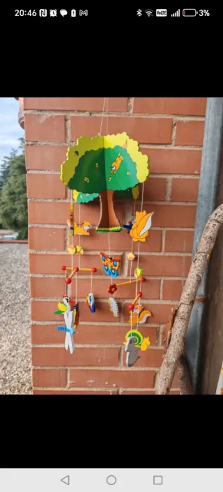 Giostrina culla legno bosco animali