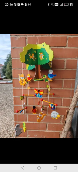 Giostrina culla legno bosco animali