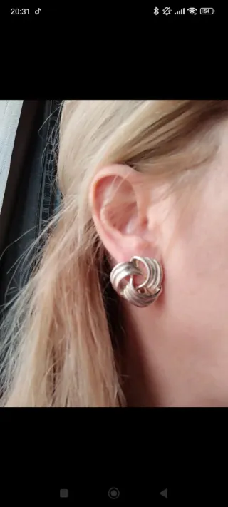 Pendientes clips plateados vintage